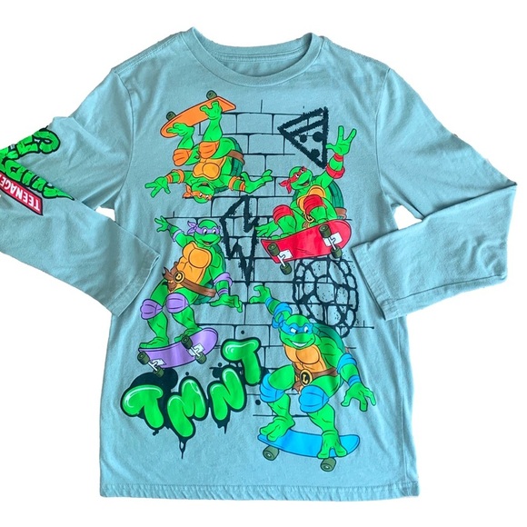 TMNT Blue Long Sleeve Kids Shirt - Picture 1 of 3